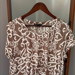 Brown and White Patterned Women's Midi Dress